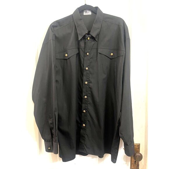 Vintage V2 By VERSACE Black 100% Cotton Button Up Shirt Top   Mens Size XL - Picture 2 of 12